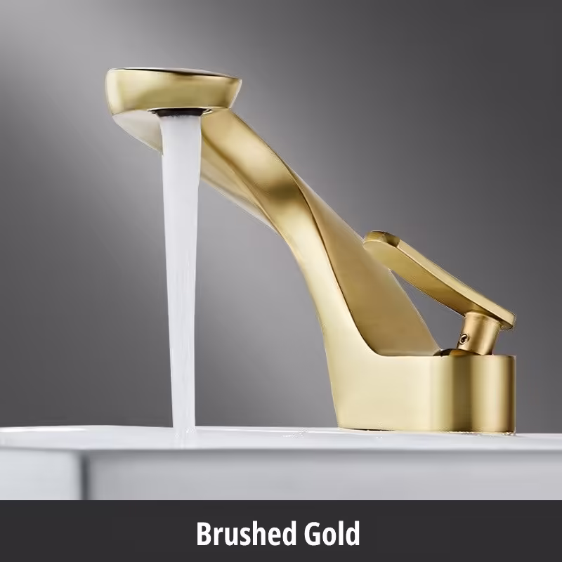 Brushed Gold Swan Basin Faucet