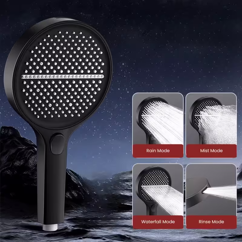 4 function Luxury Large Water Flow handshower - Matt Black