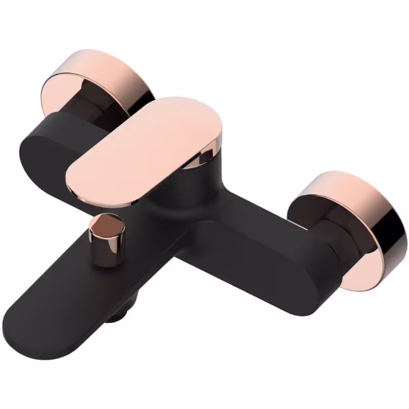 Rose Gold + Matt Black Exposed Bath Single Lever Mixer Tap