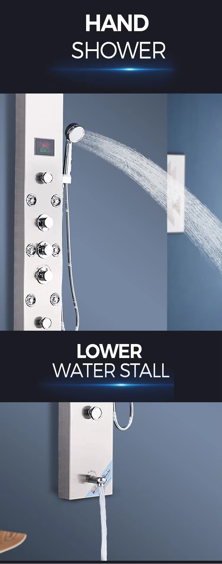 handshower of l thermostatic wall mounted shower panel