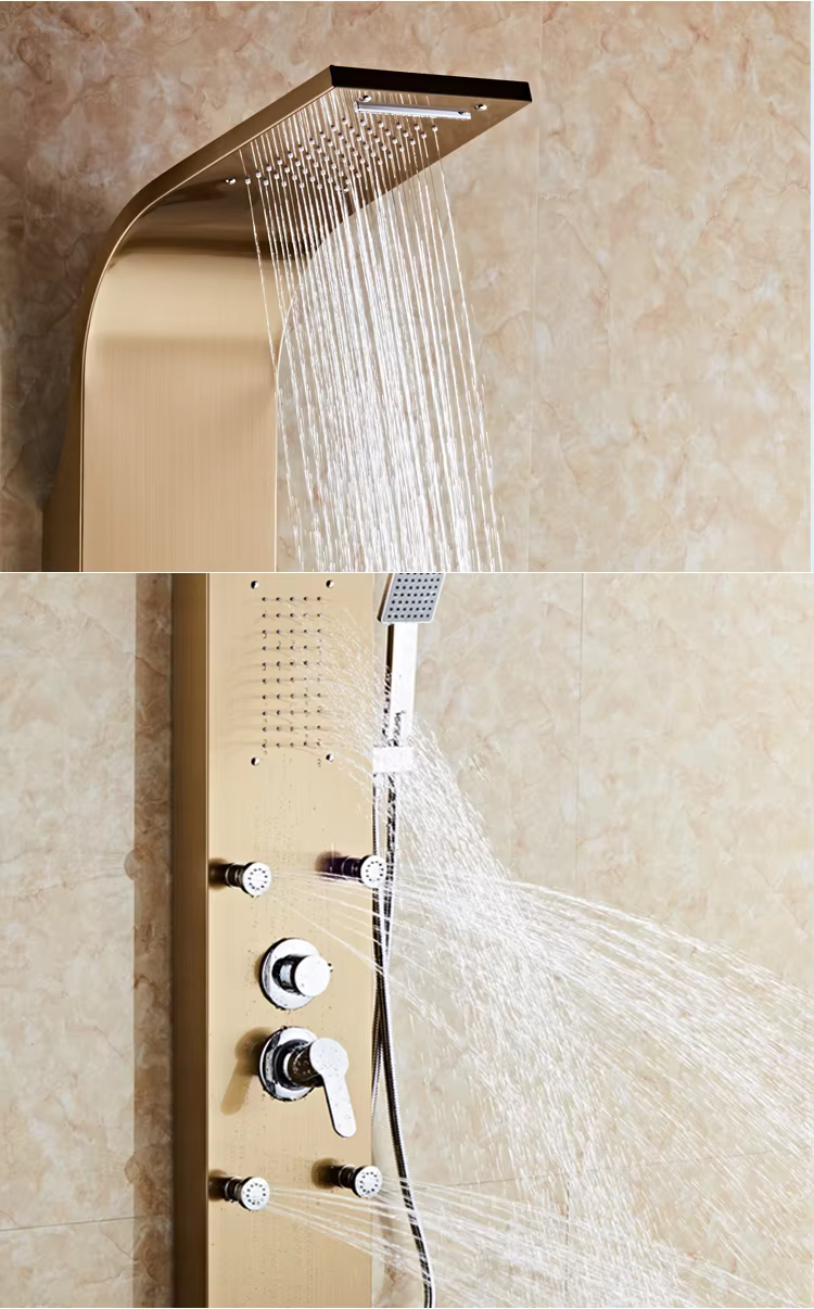 shot of over headshower and back massage